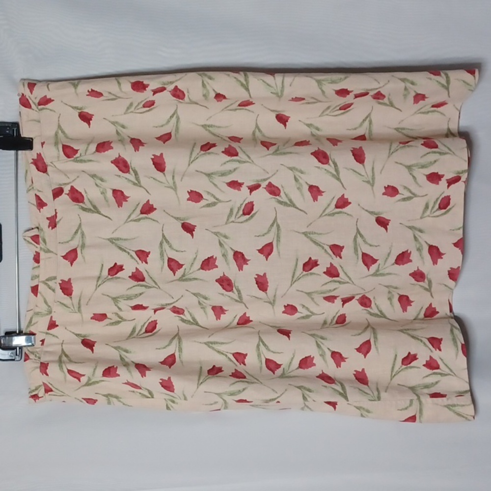 Christopher and Banks Women's Beige and Red Linen Blend Skirt. Size 16